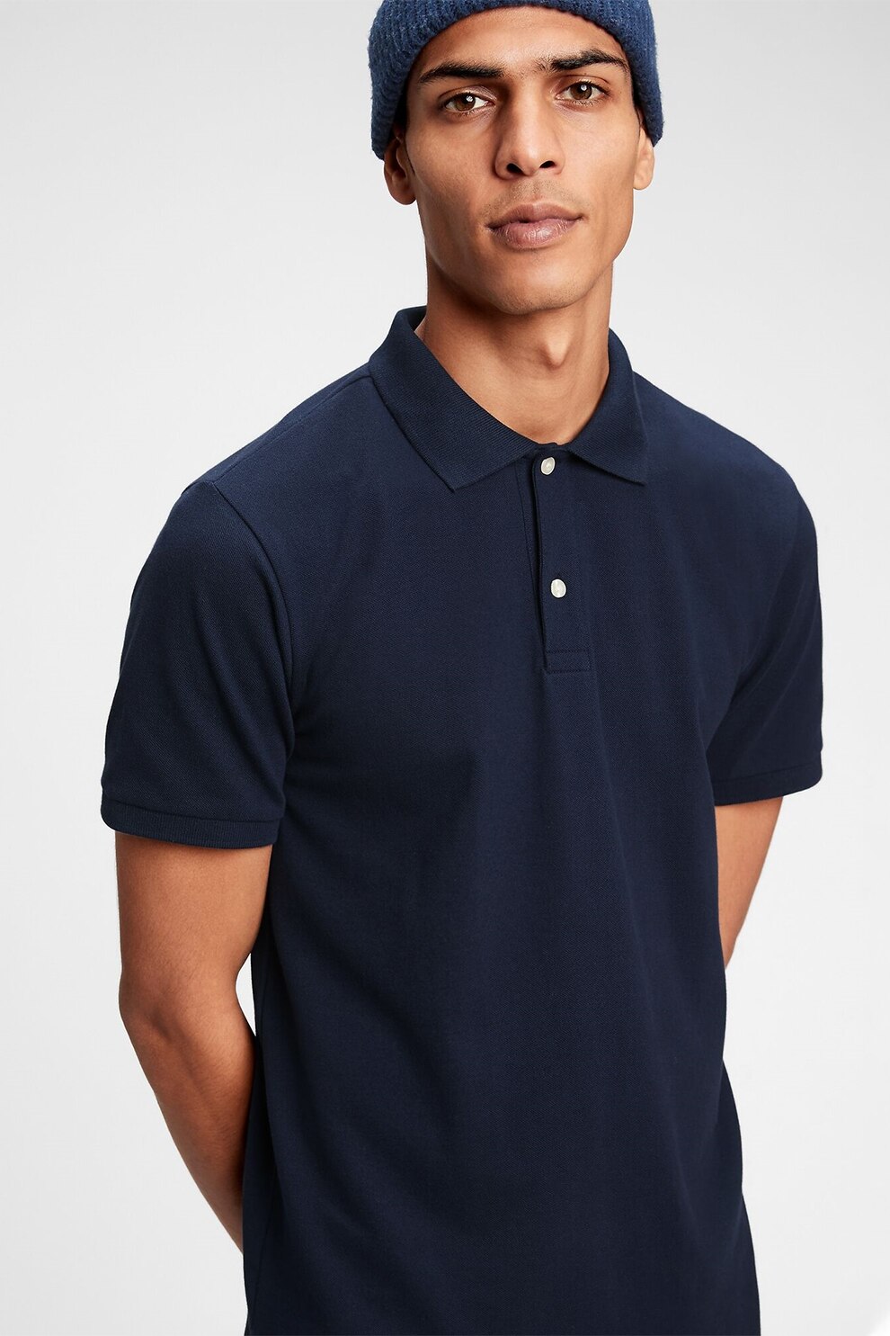 GAP, Tricou polo din material pique, Bleumarin