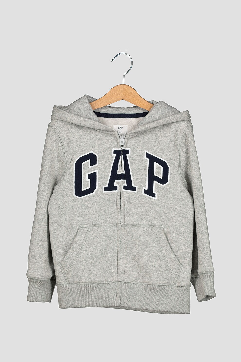 GAP, Hanorac cu logo brodat si fermoar, Gri