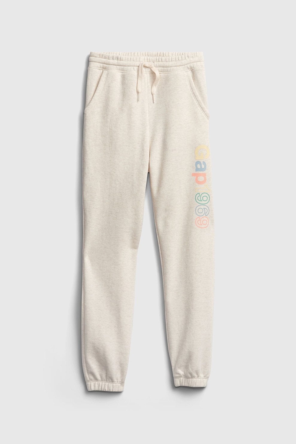 GAP, Pantaloni sport cu imprimeu logo, Alb fildes, 120-125 CM