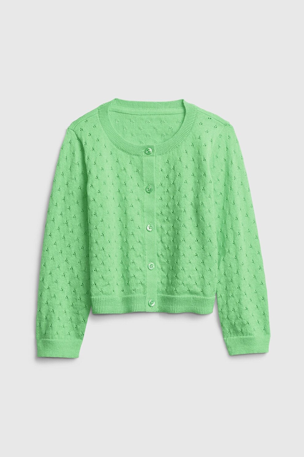 GAP, Cardigan cu decolteu la baza gatului cu model pointelle, Verde deschis