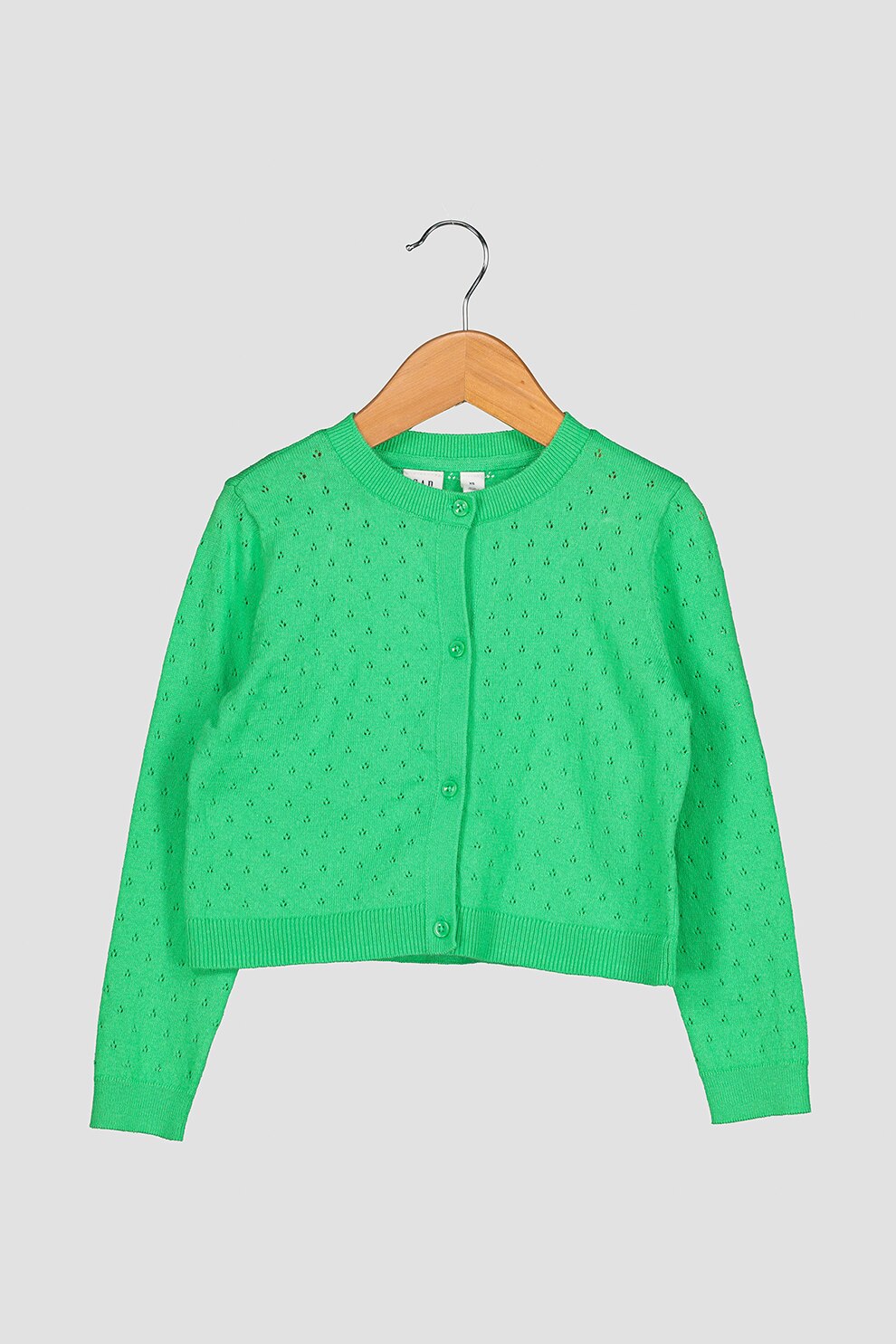GAP, Cardigan cu model pointelle, Verde, 120 CM