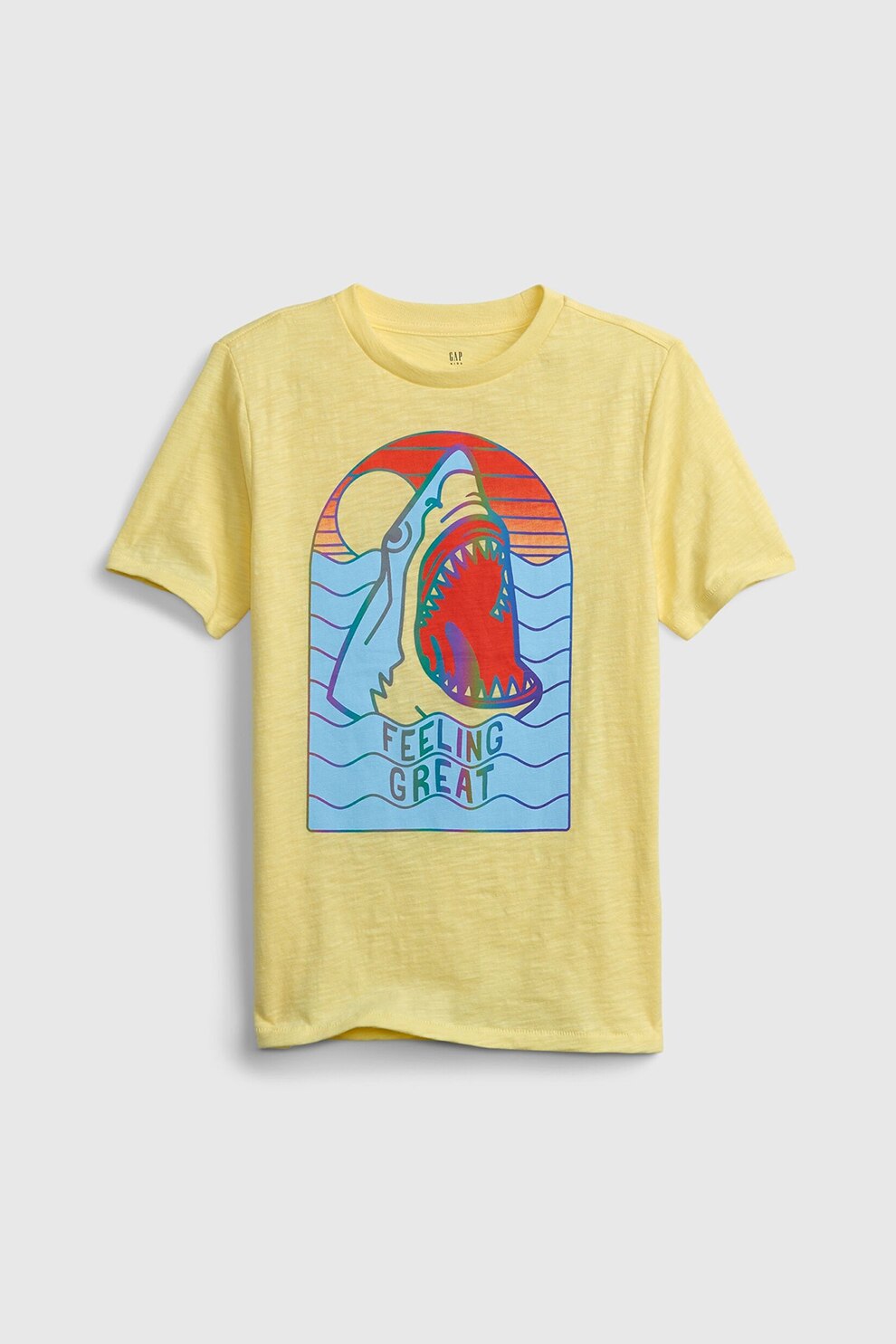 GAP, Tricou cu imprimeu grafic activat cu ajutorul blitului, Galben/Albastru/Corai