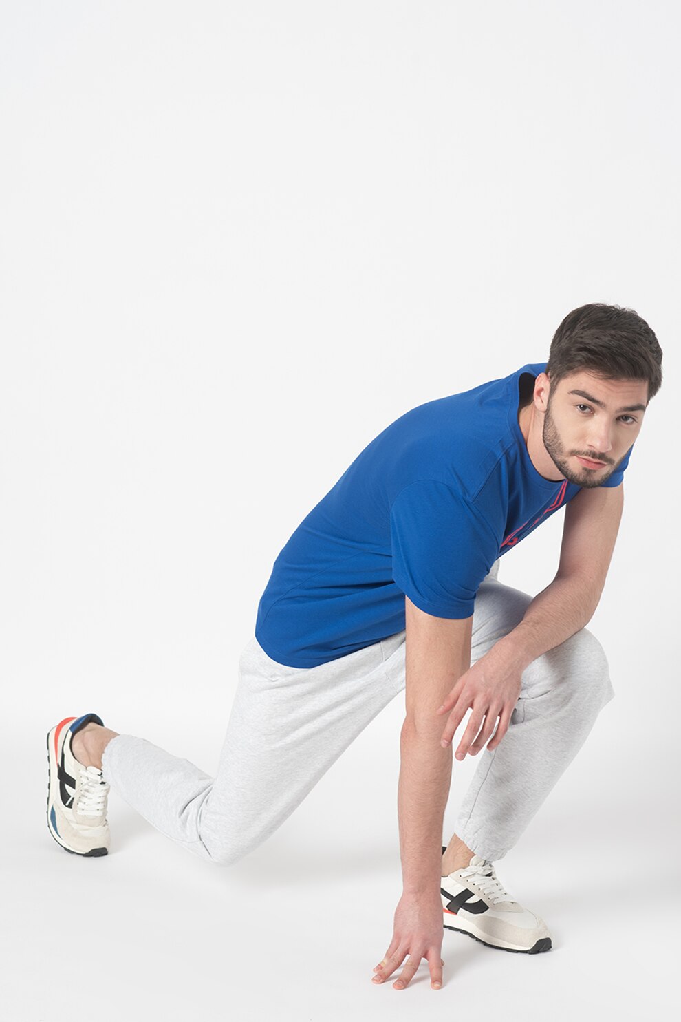 GAP, Pantaloni sport cu talie elastica, Gri deschis melange