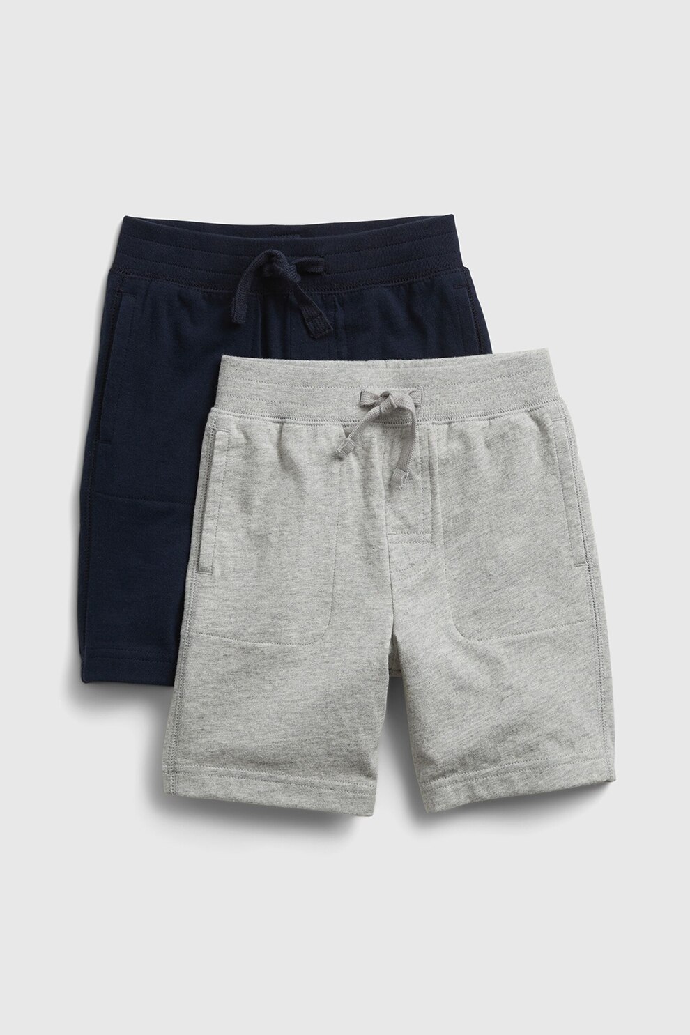 GAP, Set 2 perechi de bermude sport de bumbac, baieti, Bleumarin/Gri, Bleumarin inchis/Gri deschis, 80 CM