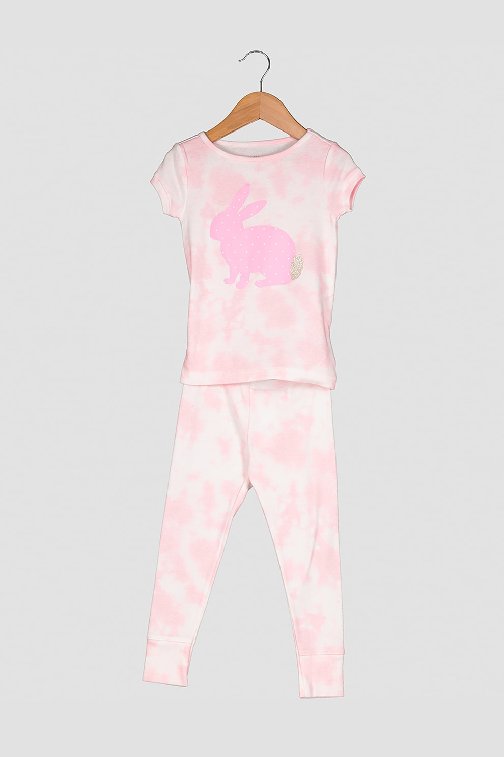GAP, Pijama cu maneci scurte si model tie dye, Roz pal