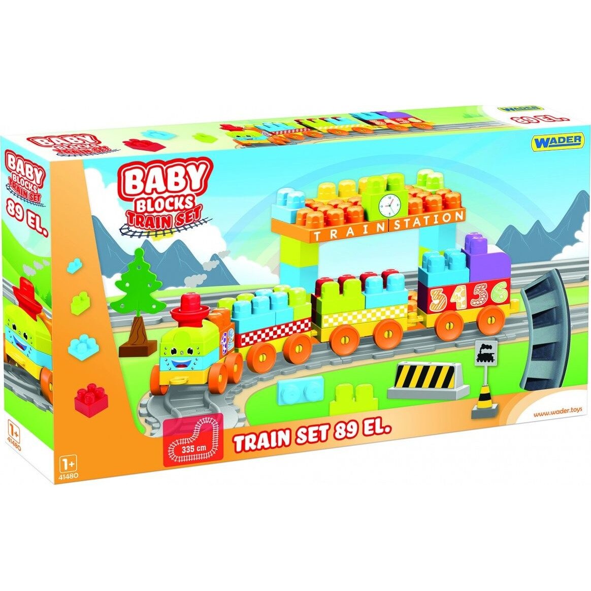 Set constructie Wader GXP-713334, Blocuri de cale ferata 3,35 m 89 piese