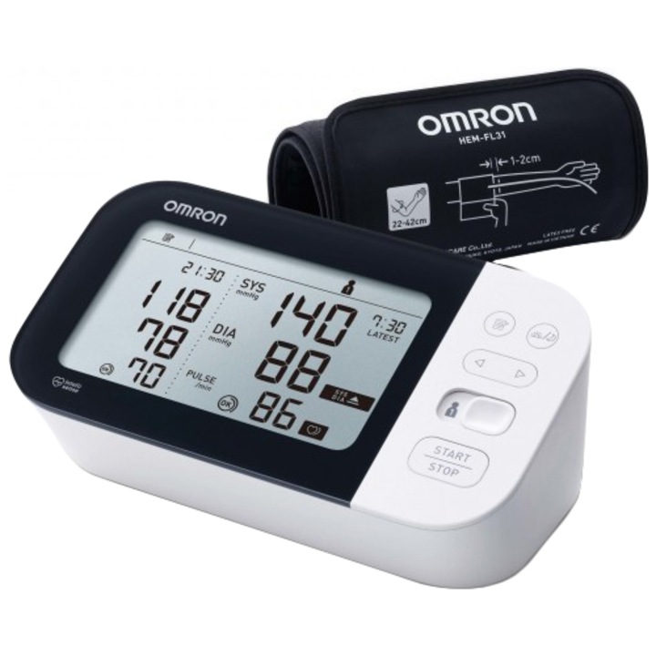 Апарат за измерване на кръвно налягане OMRON M500, Технология Intellisense, Бял