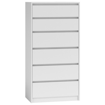 Comoda cu 6 sertare Drohmo K6, 70x43x139, alb Comoda cu 6 sertare Drohmo K6, 70x43x139, alb