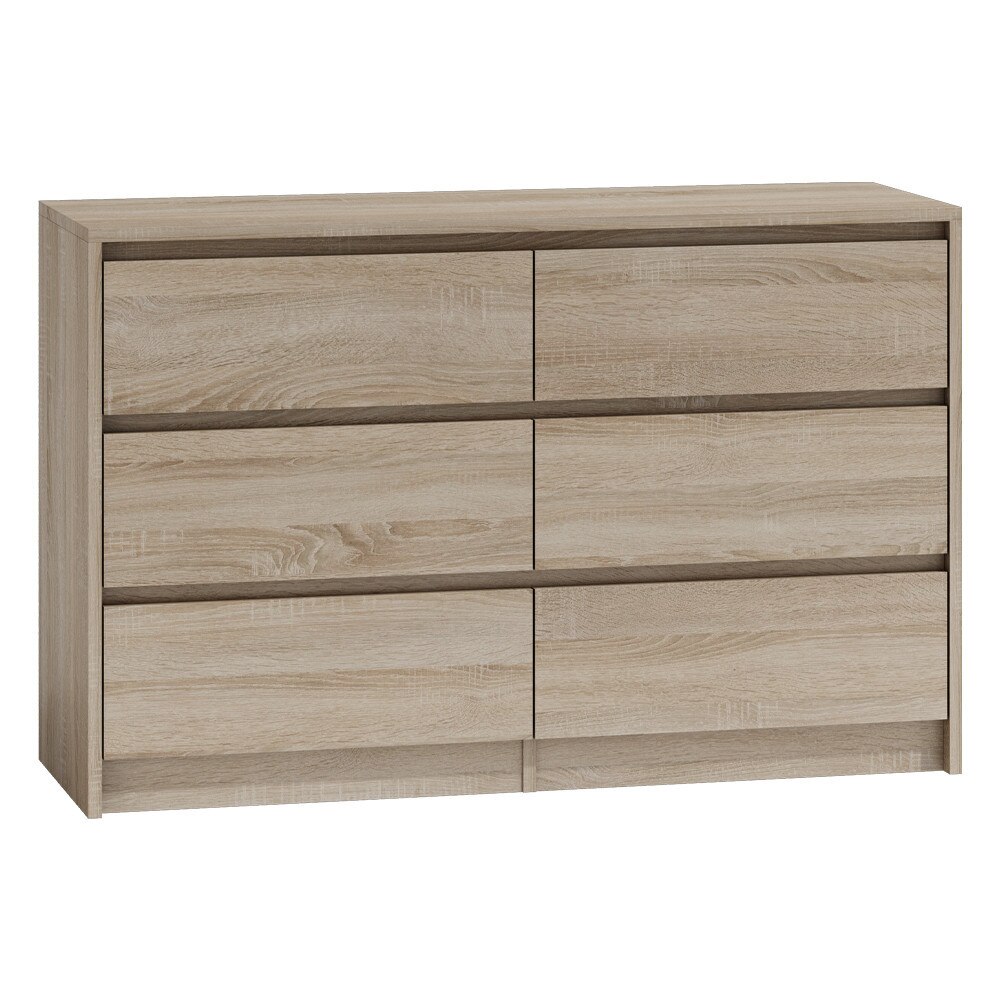 Comoda cu 6 sertare Odell K120 2X3, 120x40x75, sonoma