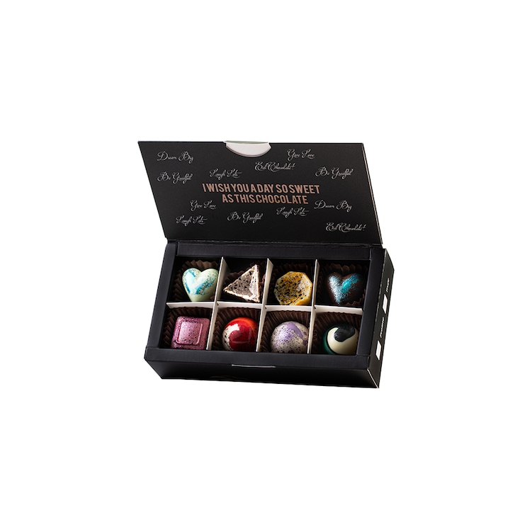 Cutie premium praline artizanale Ingres din ciocolata belgiana - pachet de 8 praline umplute cu diverse arome