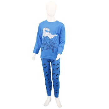 Pijama pentru copii, imprimeu cu Dinozauri, culoare albastru, Multicolor