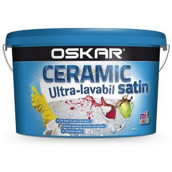 Vopsea ultralavabila, interior / exterior, Oskar Ceramic satinat, alba, 15 L Vopsea ultralavabila, interior / exterior, Oskar Ceramic satinat, alba, 15 L