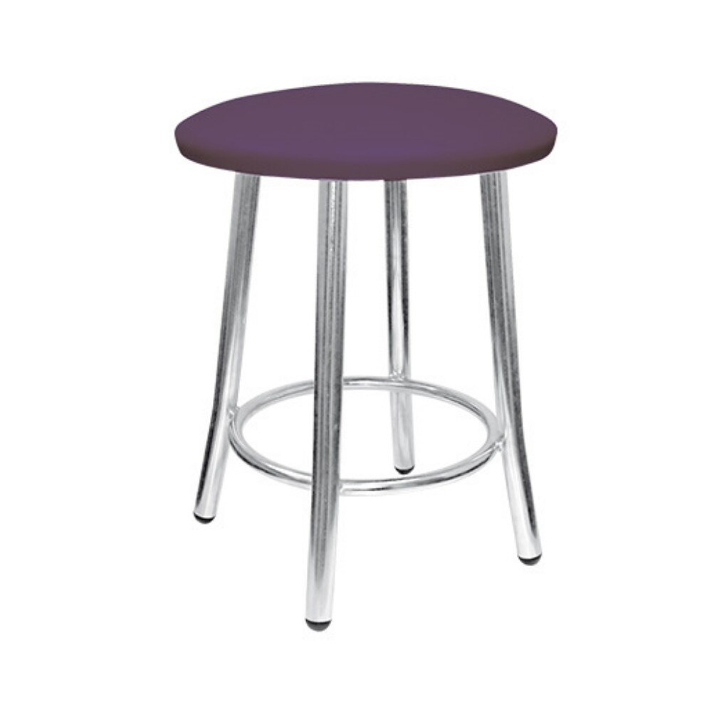 Scaun de bucatarie de tip taburet Teddy, cadru cromat, piele ecologica, mov