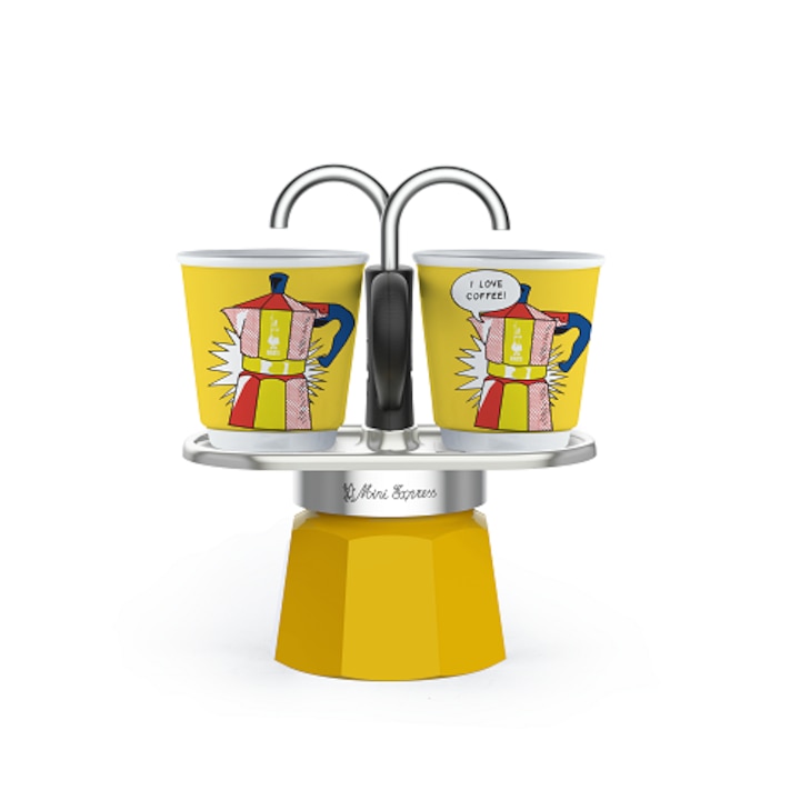 Bialetti Mini Express kotyogós kávéfőző szett 2 adagos, Lichtenstein