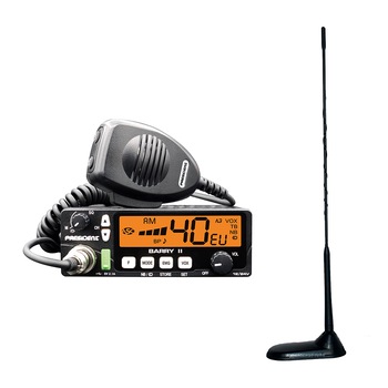 Kit Statie radio CB President BARRY II ASC AM/FM, Roger Beep, NB, ANL, Port USB, VOX, 12V/24V + Antena CB President NEW Virginia, Double Helicoidal, SWR 1.1-1, 3dBi Lungime 500 mm Kit Statie radio CB President BARRY II ASC AM/FM, Roger Beep, NB, ANL, Port USB, VOX, 12V/24V + Antena CB President NEW Virginia, Double Helicoidal, SWR 1.1-1, 3dBi Lungime 500 mm