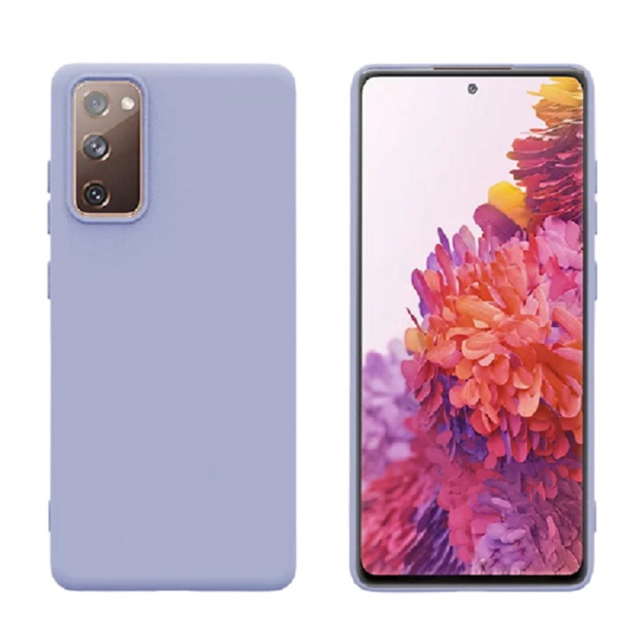 Противоударен силиконов калъф с микрофибърна вътрешност, съвместим с Samsung Galaxy S20 FE, лилав