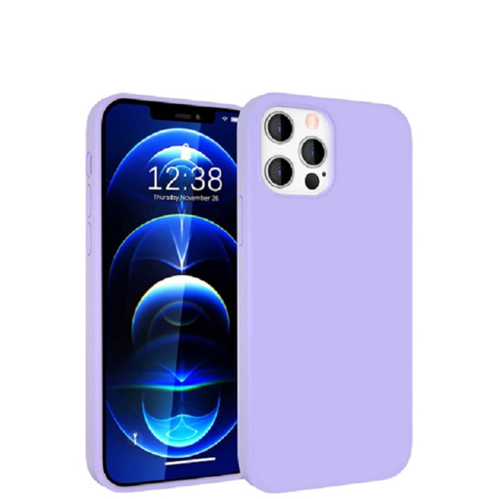 Ütésálló szilikon borítás mikroszálas belsővel, kompatibilis az Iphone 12 Pro Max készülékkel, lila