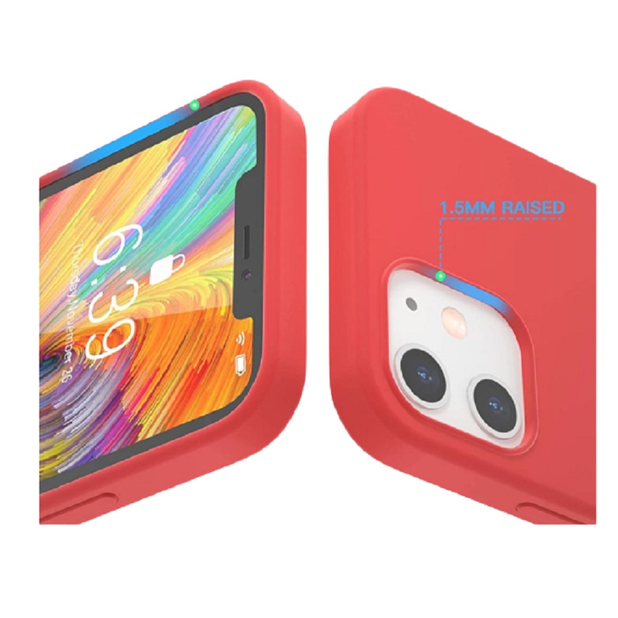 Husa silicon antisoc cu microfibra in interior compatibila cu Iphone 12, Rosu