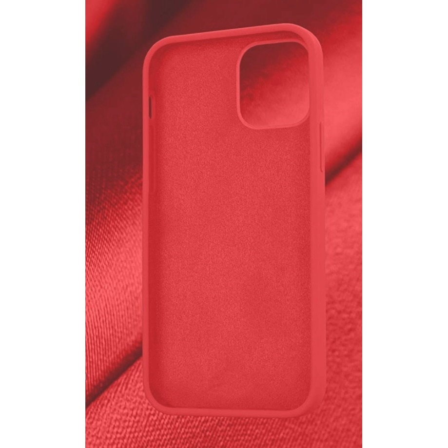 Husa silicon antisoc cu microfibra in interior compatibila cu Iphone 12, Rosu