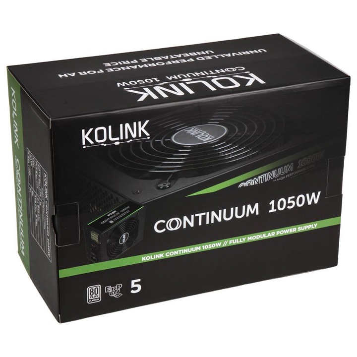 Захранващ блок Kolink CONTINUUM, 80 PLUS® Platinum, 1050 W, PFC Active, Modular