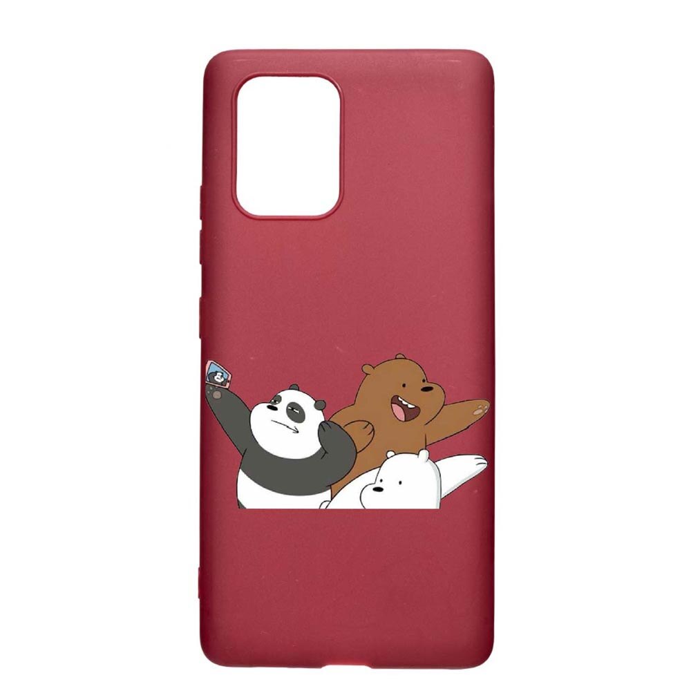 Husa Apple iPhone 11 Pro, Bear Selfie, rezistenta la uzura, anti-alunecare, din silicon Premium, Pomegranate, PG586