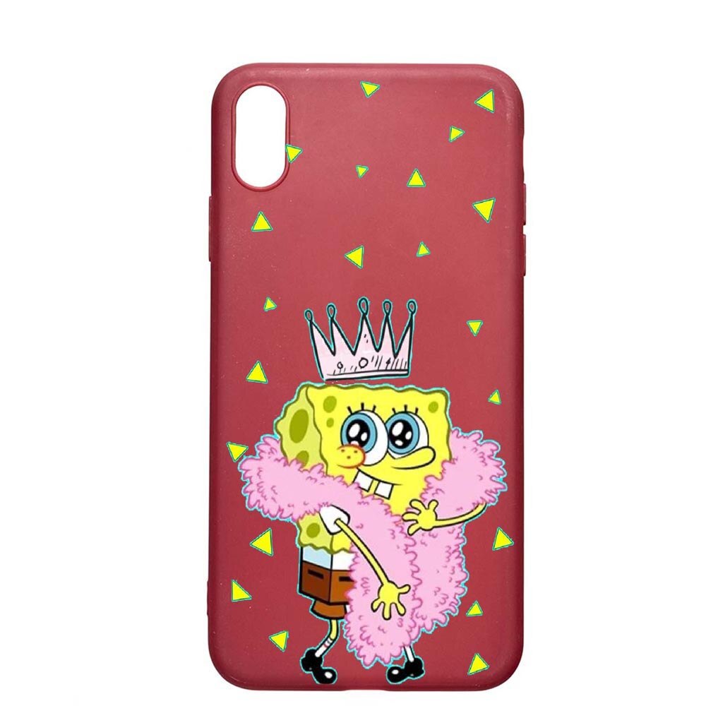 Husa Apple iPhone XS Max, Spongebob, rezistenta la uzura, anti-alunecare, din silicon Premium, Pomegranate, PG597