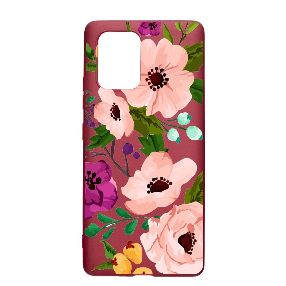 Husa Apple iPhone 11 Pro Max, Flowers, rezistenta la uzura, anti-alunecare, din silicon Premium, Pomegranate, PG629