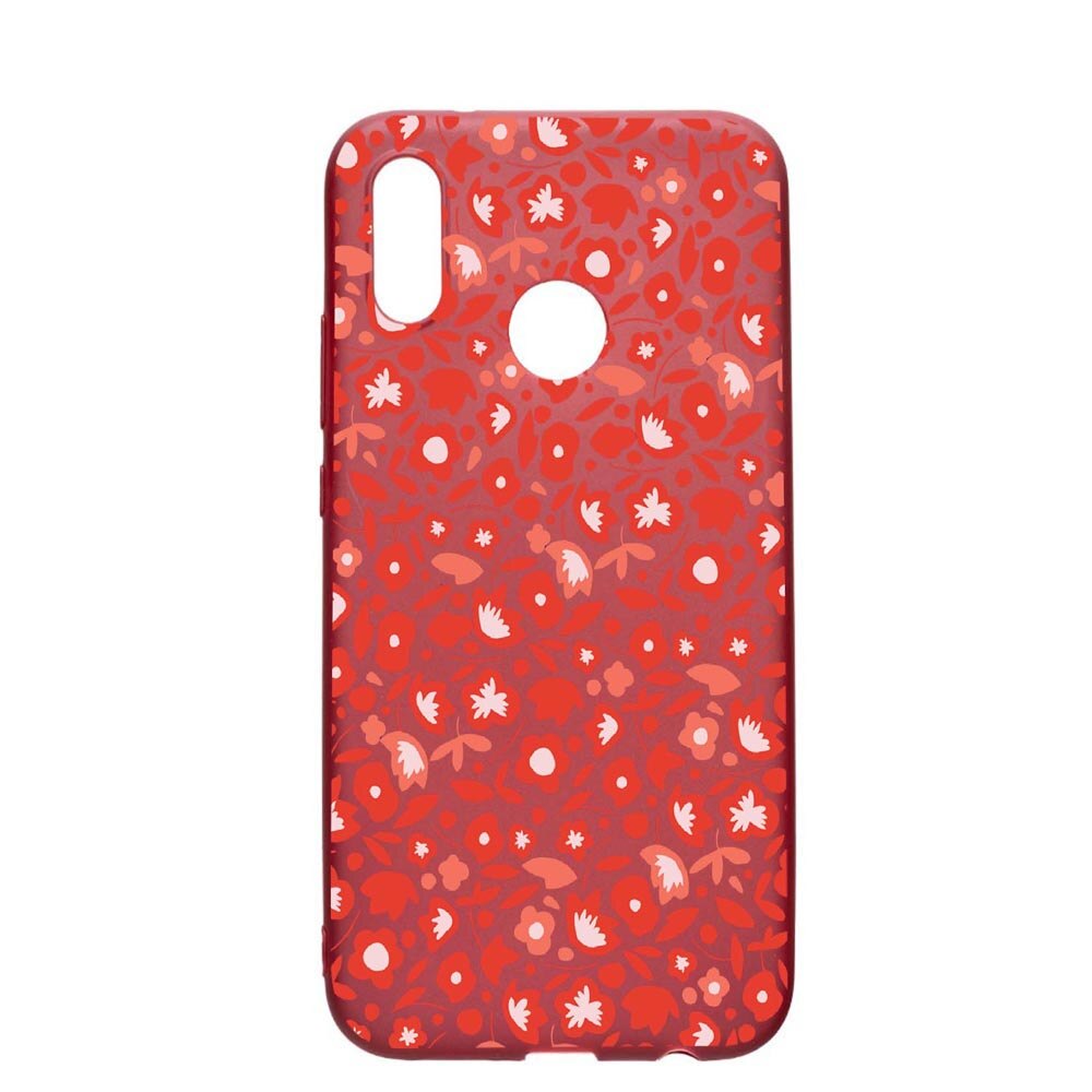 Husa Huawei P20 Lite, Red Flowers Pattern, rezistenta la uzura, anti-alunecare, din silicon Premium, Pomegranate, PG631