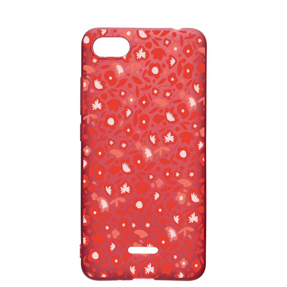 Husa Apple iPhone 6S / 6, Red Flowers Pattern, rezistenta la uzura, anti-alunecare, din silicon Premium, Pomegranate, PG631