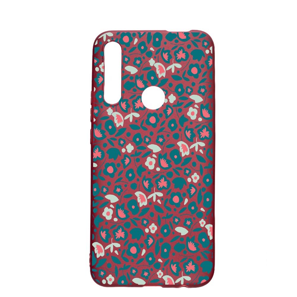 Husa Huawei P Smart Z, Green Flowers Pattern, rezistenta la uzura, anti-alunecare, din silicon Premium, Pomegranate, PG632