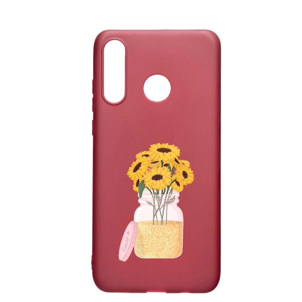 Husa Huawei P30 Lite, Sun Flower, rezistenta la uzura, anti-alunecare, din silicon Premium, Pomegranate, PG639