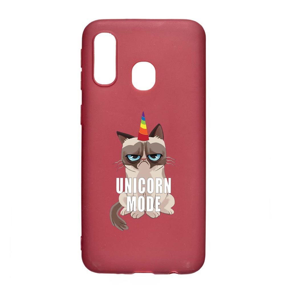 Husa Samsung Galaxy A40, Meme - Gumpy Unicorn Mode, rezistenta la uzura, anti-alunecare, din silicon Premium, Pomegranate, PG654