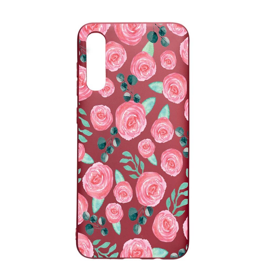 Husa Samsung Galaxy A50 / A50S, Rose Pattern, rezistenta la uzura, anti-alunecare, din silicon Premium, Pomegranate, PG640