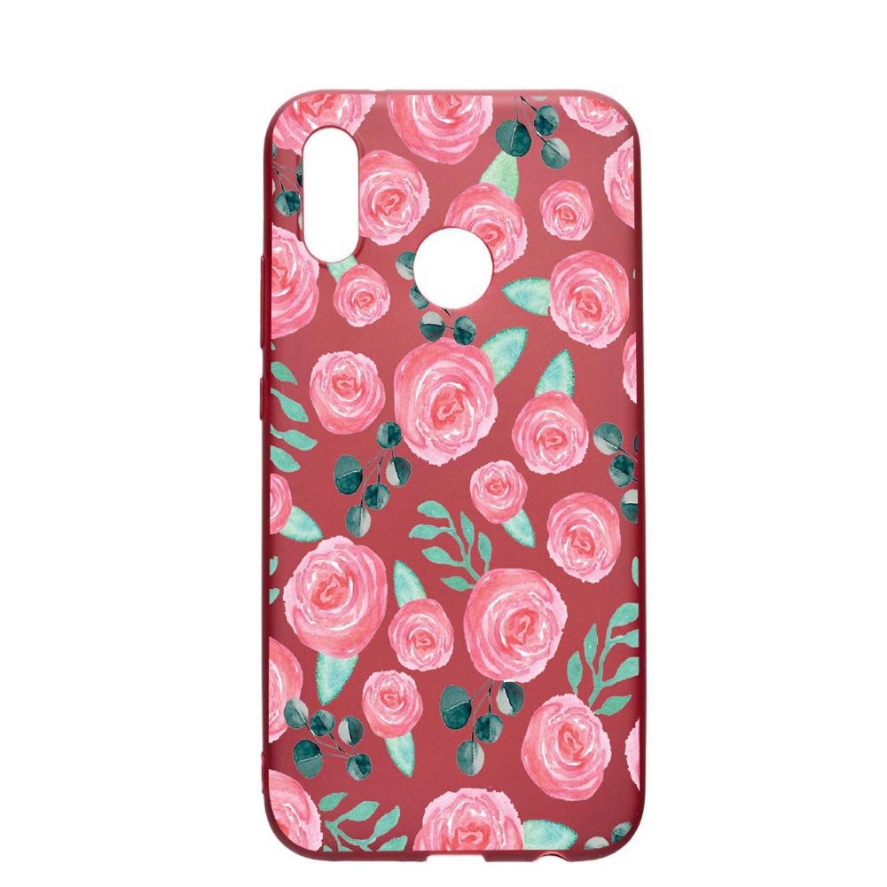 Husa Huawei P20 Lite, Rose Pattern, rezistenta la uzura, anti-alunecare, din silicon Premium, Pomegranate, PG640