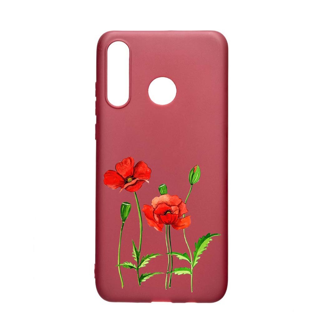 Husa Huawei P30 Lite, flower, rezistenta la uzura, anti-alunecare, din silicon Premium, Pomegranate, PG643