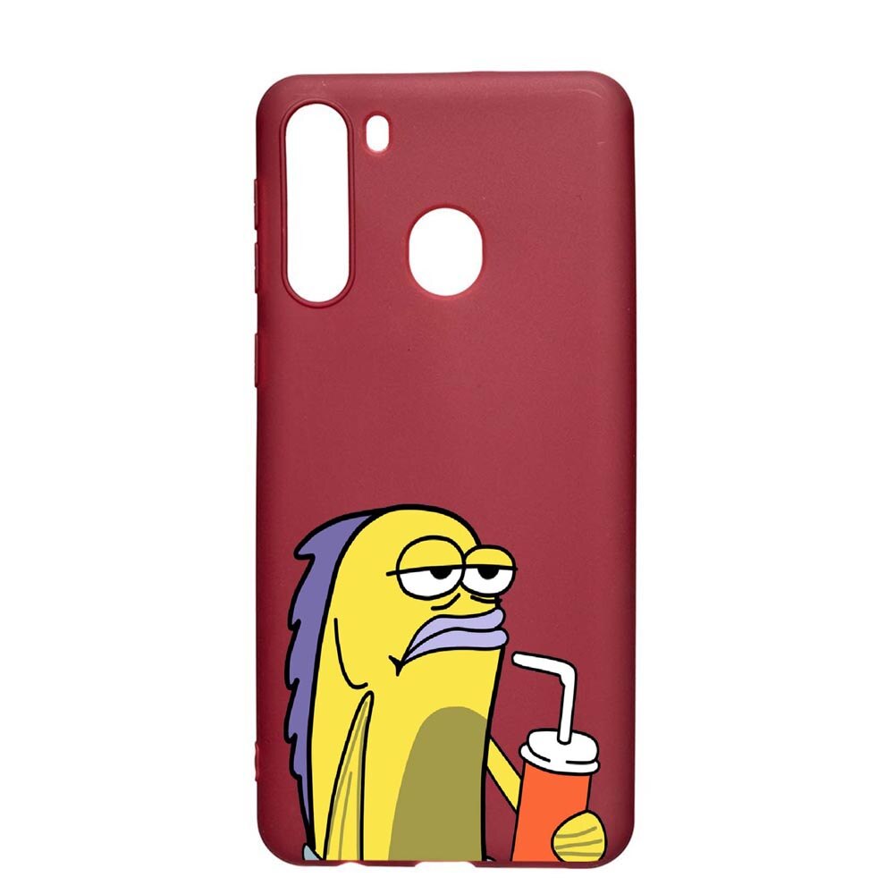 Husa Samsung Galaxy A21, Meme, rezistenta la uzura, anti-alunecare, din silicon Premium, Pomegranate, PG652