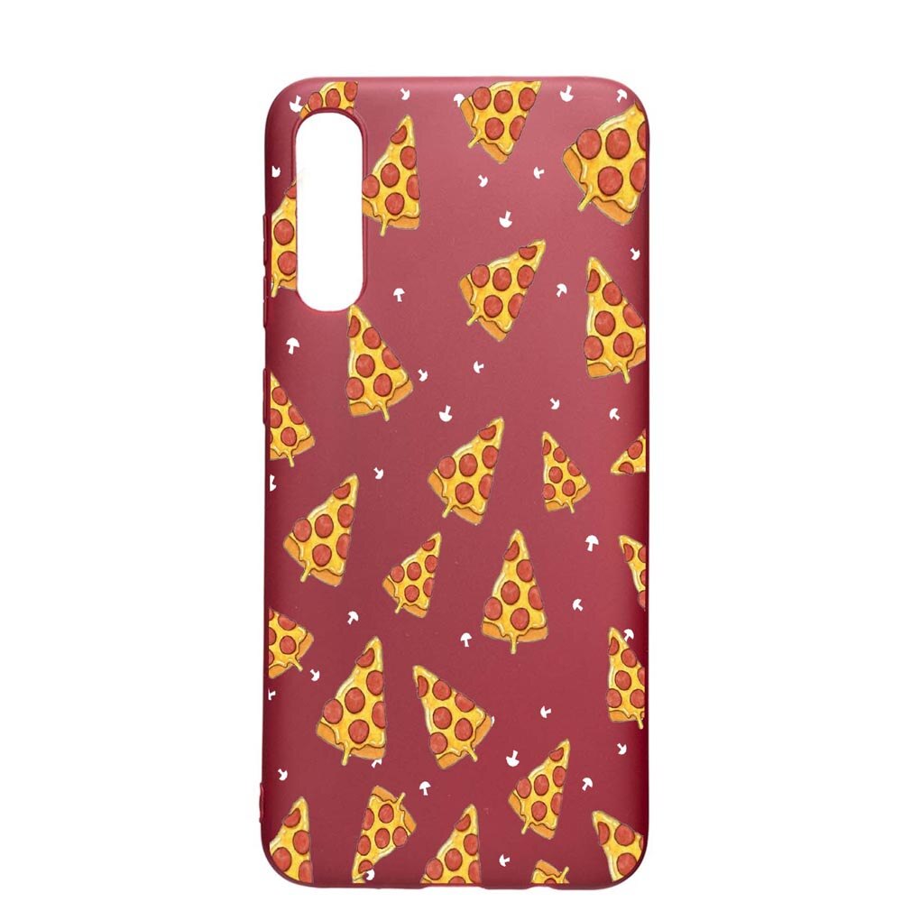 Husa Samsung Galaxy A70, Pizza, rezistenta la uzura, anti-alunecare, din silicon Premium, Pomegranate, PG665