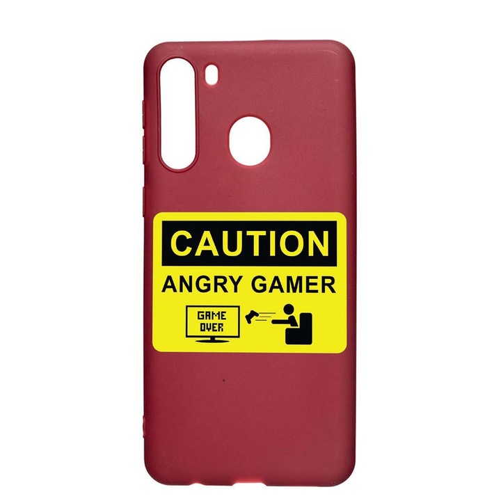 Szilikon védőtok Samsung Galaxy A21, Gamer - Angry Gamer, Pomegranate, PG673