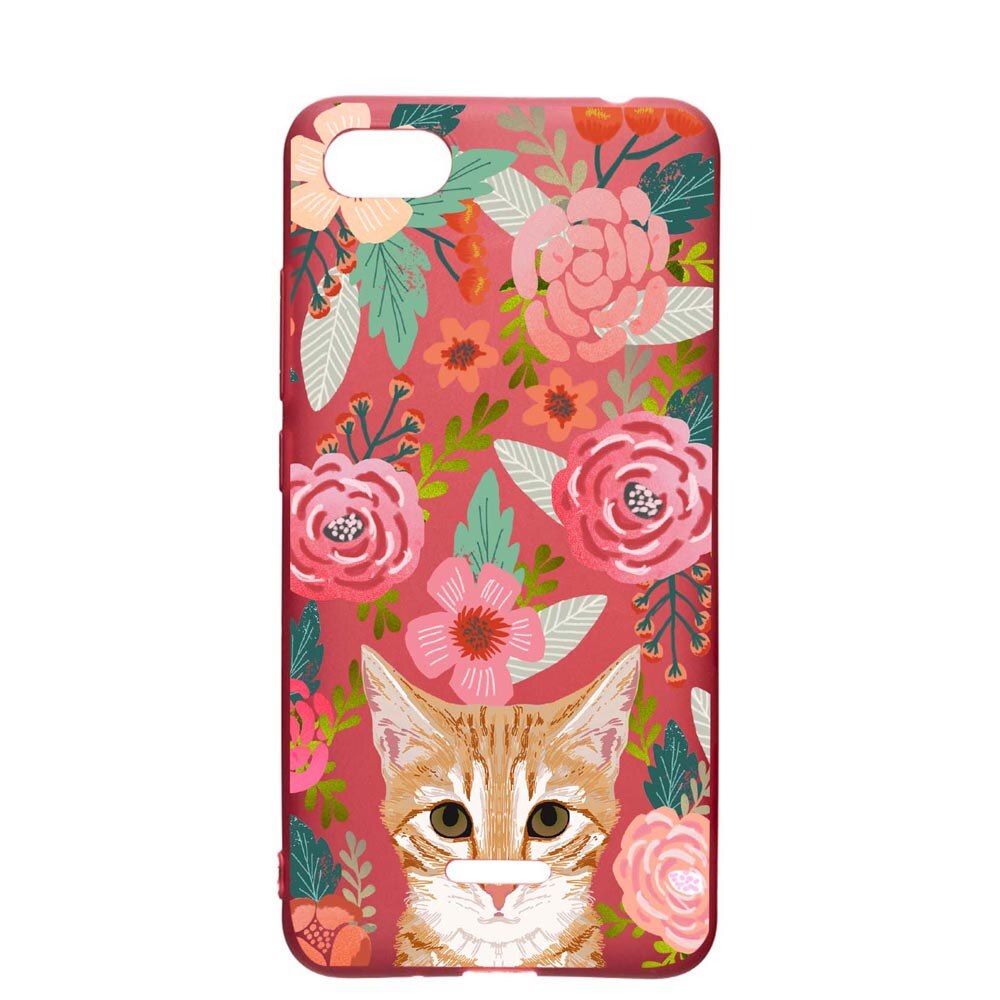 Husa Apple iPhone SE 2 / iPhone 7 / iPhone 8, Cat In Flowers, rezistenta la uzura, anti-alunecare, din silicon Premium, Pomegranate, PG638