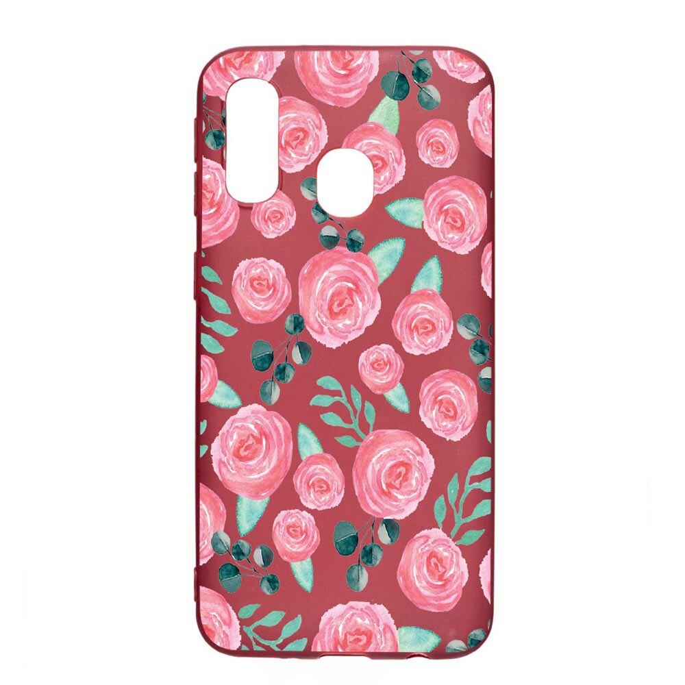 Husa Samsung Galaxy A40, Rose Pattern, rezistenta la uzura, anti-alunecare, din silicon Premium, Pomegranate, PG640