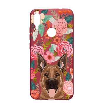 Husa Xiaomi Redmi Note 7, Dog In Flowers, rezistenta la uzura, anti-alunecare, din silicon Premium, Pomegranate, PG636 Husa Xiaomi Redmi Note 7, Dog In Flowers, rezistenta la uzura, anti-alunecare, din silicon Premium, Pomegranate, PG636