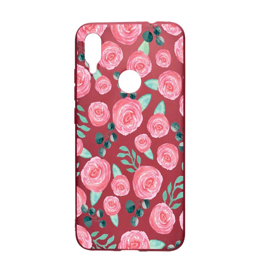 Husa Xiaomi Redmi Note 7, Rose Pattern, rezistenta la uzura, anti-alunecare, din silicon Premium, Pomegranate, PG640
