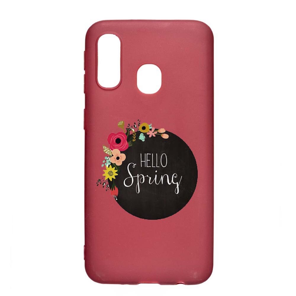 Husa Samsung Galaxy A40, Hello Spring, rezistenta la uzura, anti-alunecare, din silicon Premium, Pomegranate, PG684