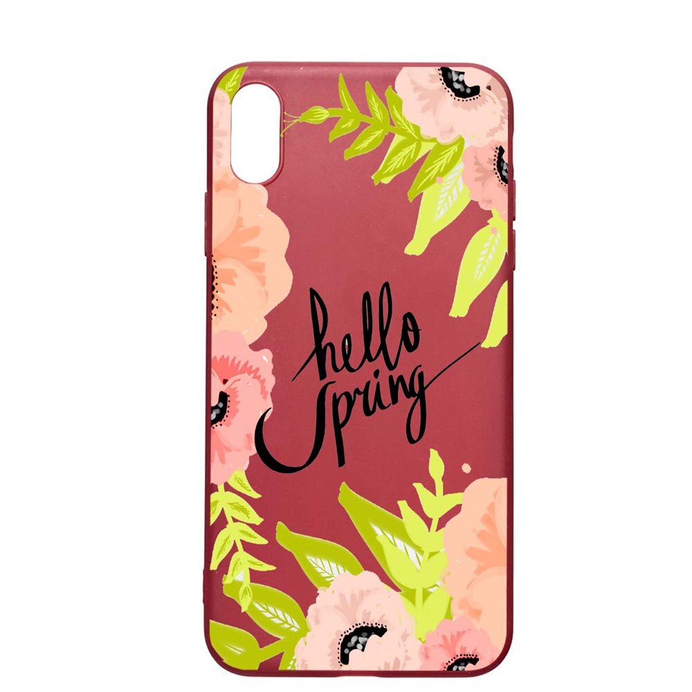 Husa Apple iPhone XS / X, Hello Spring, rezistenta la uzura, anti-alunecare, din silicon Premium, Pomegranate, PG685