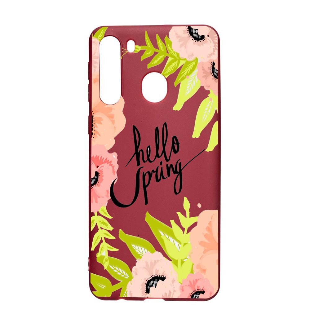 Husa Samsung Galaxy A21, Hello Spring, rezistenta la uzura, anti-alunecare, din silicon Premium, Pomegranate, PG685