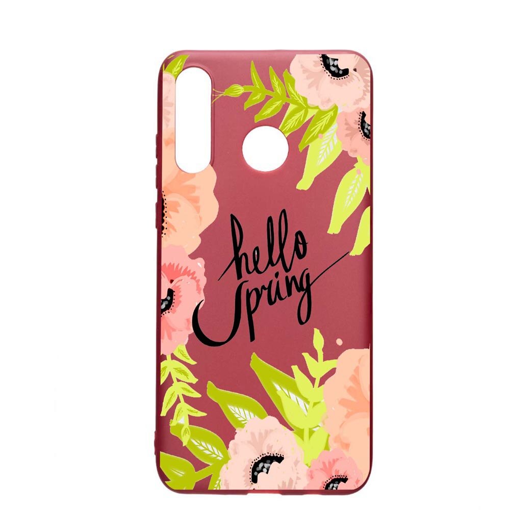 Husa Huawei P30 Lite, Hello Spring, rezistenta la uzura, anti-alunecare, din silicon Premium, Pomegranate, PG685