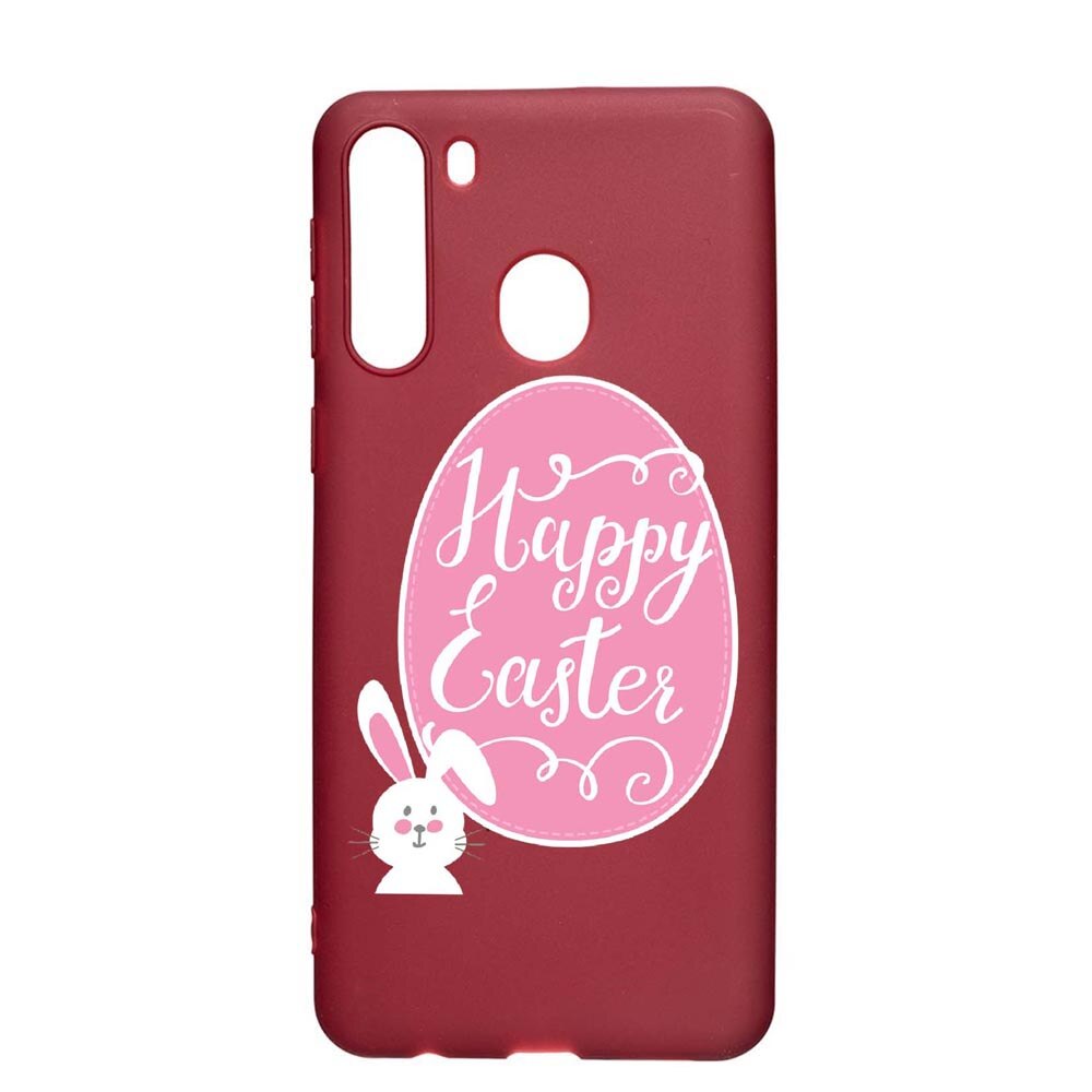 Husa Samsung Galaxy A21, Happy Easter, rezistenta la uzura, anti-alunecare, din silicon Premium, Pomegranate, PG689