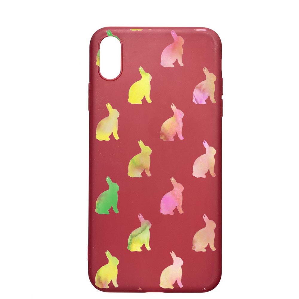 Husa Apple iPhone XS Max, Cool Rabbits, rezistenta la uzura, anti-alunecare, din silicon Premium, Pomegranate, PG695