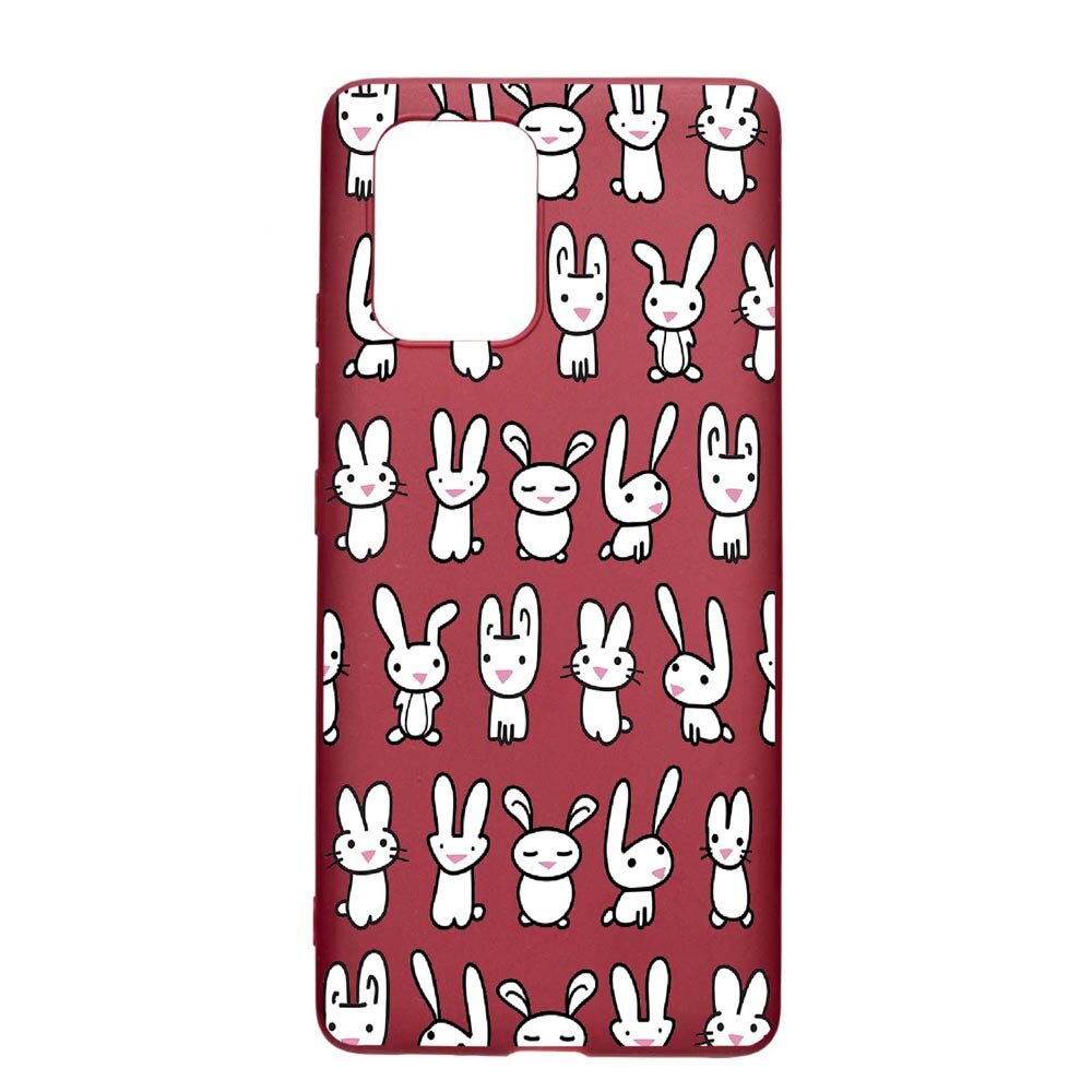 Husa Apple iPhone 11, Rabbits, rezistenta la uzura, anti-alunecare, din silicon Premium, Pomegranate, PG691