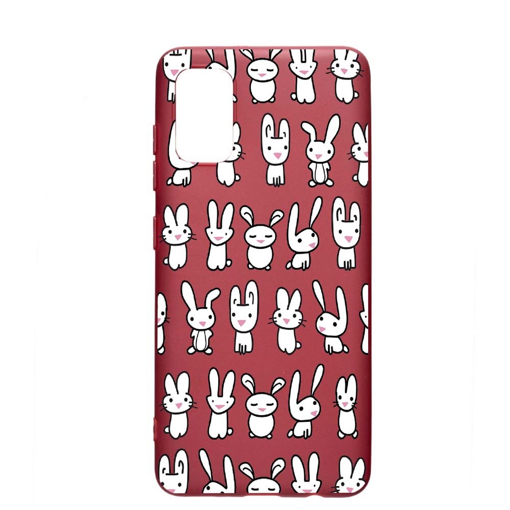 Husa Samsung Galaxy A51, Rabbits, rezistenta la uzura, anti-alunecare, din silicon Premium, Pomegranate, PG691